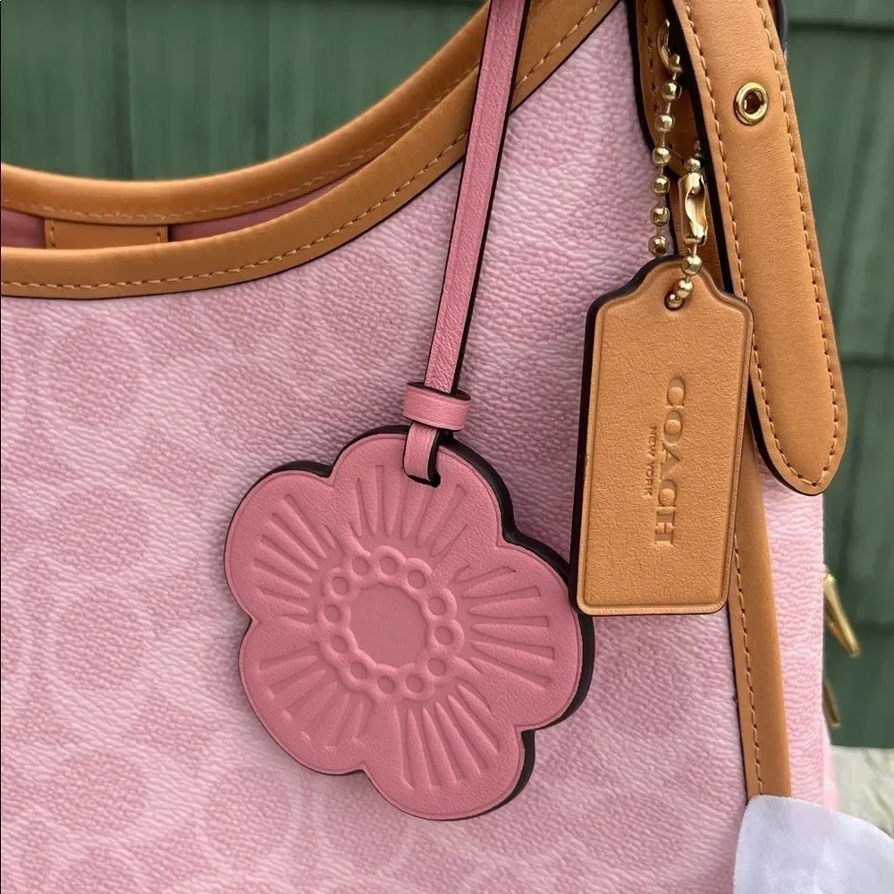 Coach Erin Shoulder Bag In Signature Canvas With Charms Purse Powder Pink